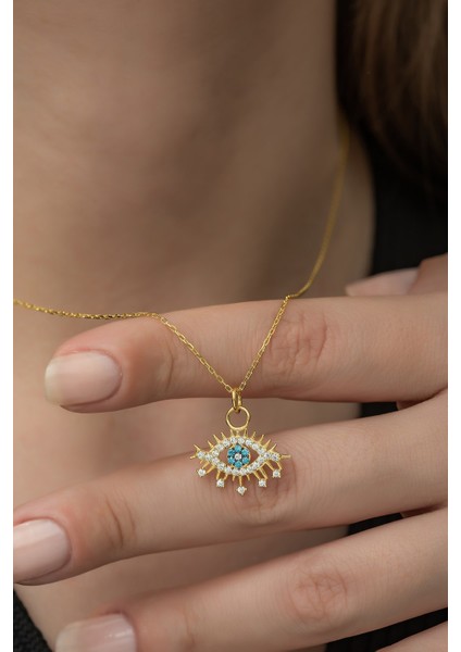 925 Ayar Gold Renk Göz Kolye Kadın Gümüş Kolye fiyatları