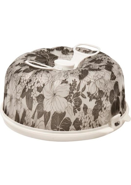 Moonstar Hava Geçirmez Kek Fanusu Pasta Saklama Kabı Özel Seri Çiçek Desenli