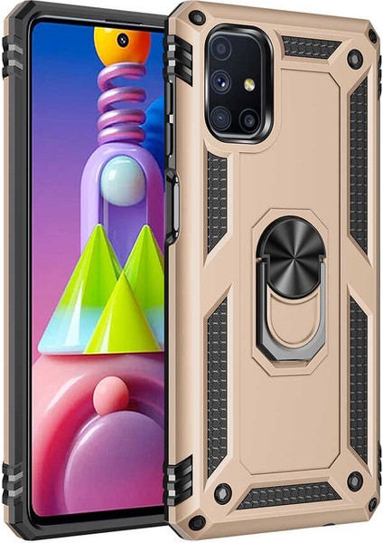 - Galaxy M51 - Kılıf Yüzüklü Çift Katman Zırh Tank Vega Kapak