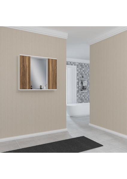 AD4 Kulpsuz 2 Kapaklı Beyaz Tesbih Mdf 80 cm Aynalı Banyo Üst Dolabı modelleri