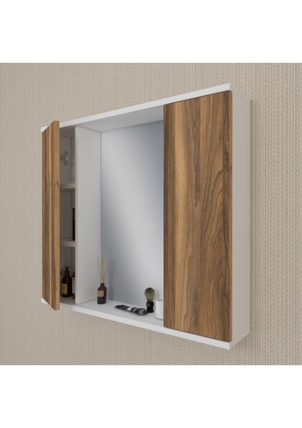 AD4 Kulpsuz 2 Kapaklı Beyaz Tesbih Mdf 80 cm Aynalı Banyo Üst Dolabı indirimleri