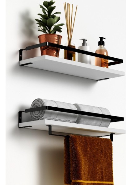 Rt4 Metal Çerçeveli Baharatlık Çok Amaçlı Banyo ve Mutfak Duvar Rafı, Beyaz