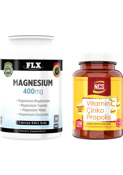 Magnesium 90 Tablet + Vitamin C Çinko Propolis 120 Tablet