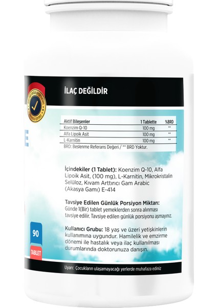 Coenzyme Q-10 100 mg 90 Tablet + Vitamin D3 Vitamin K2 20 ml