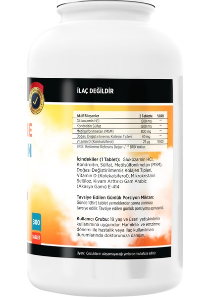 Glucosamine Chondroitin Msm 300 T + Vitamin C Çinko Propolis 60 Tablet
