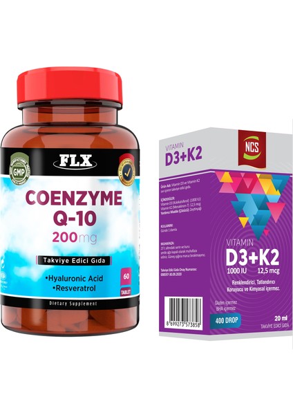 Vitamin D3 Vitamin K2 20 ml + Coenzyme Q-10 200 mg 60 Tablet