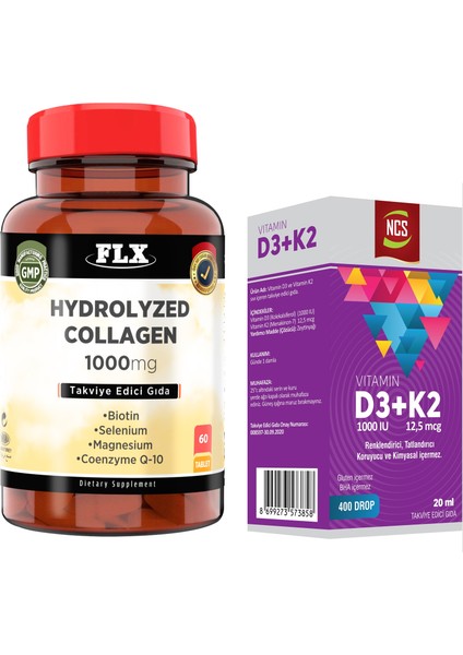 Hidrolize Collagen 60 Tablet + Vitamin D3 Vitamin K2 20 ml