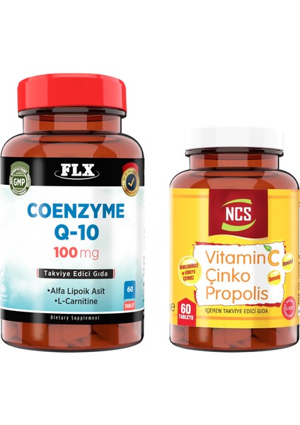 Vitamin C Çinko Propolis 60 Tablet + Coenzyme Q-10 100 mg 60 Tablet