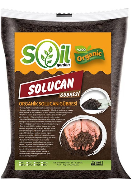 Garden Solucan Gübresi 10 lt (5 Kg)Toprak Düzenleyici Solucan Gübresi