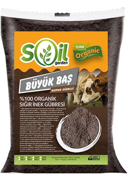 Garden %100 Organik Hayvansal Gübre 3 lt Büyük Baş Hayvan Gübresi