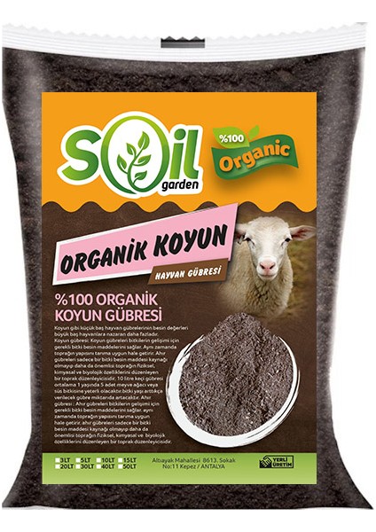 Garden %100 Organik Hayvansal Gübre 10 lt Koyun Gübresi