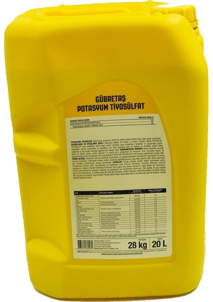 Potasyum Tiyosülfat 20 Lt fiyatları