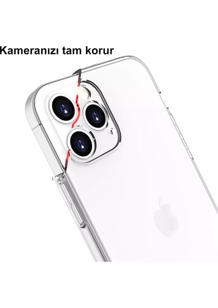 Apple iPhone 12 Mini Kılıf Şeffaf 3D Kamera Lens Korumalı Tıpalı Şarj Korumalı Silikon