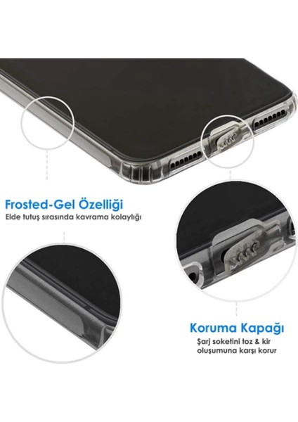 Apple iPhone 12 Mini Kılıf Şeffaf 3D Kamera Lens Korumalı Tıpalı Şarj Korumalı Silikon