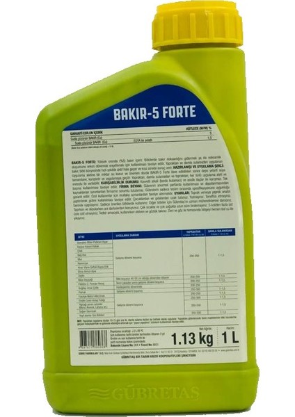 Bakır-5 Forte Sıvı 1 Lt