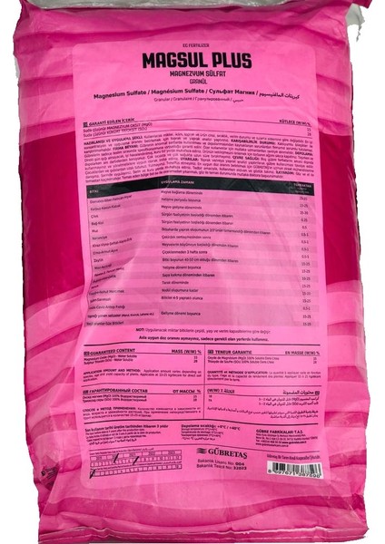 Magsül Plus Magnezyum Sülfat Granül25 Kg
