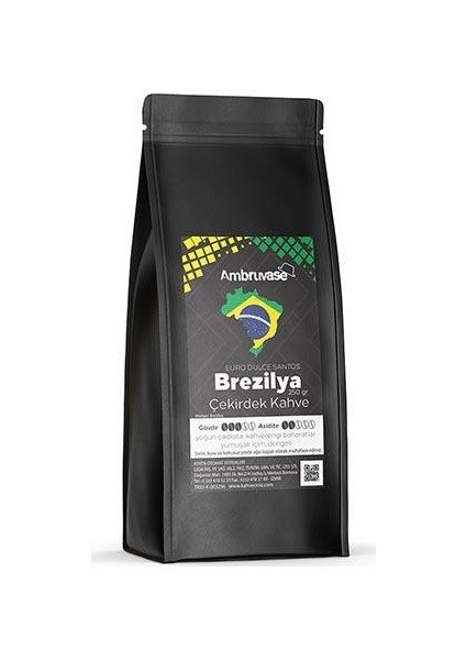 Ambruvase Kavrulmuş Çekirdek Kahve Brezilya Euro Dulce Santos 250 Gr