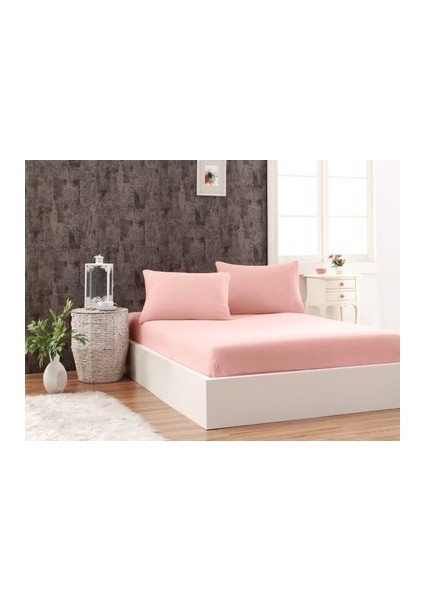 Battal Boy Lastikli Penye Çarşaf Pembe 180x200