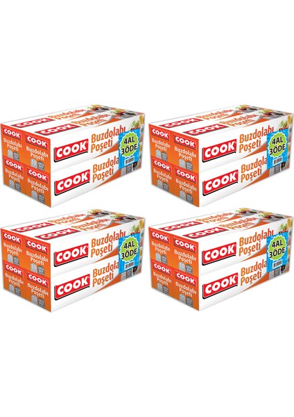 Buzdolabı Poşeti Orta Boy 20'li 4 Al 3 Öde x 4 Adet