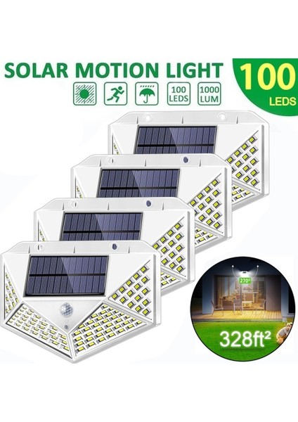 Güneş Enerjili 100 LEDli Işık - Beyaz (Yurt Dışından)