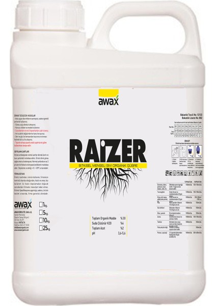 Raizer Full Etki Köklendirici Organik Sıvı Gübre 5 Lt