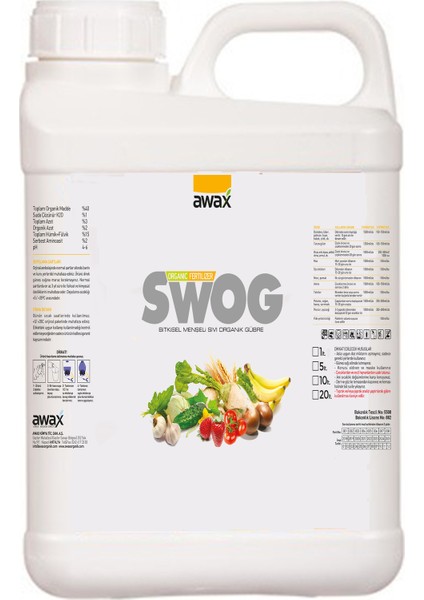 Swog Naturel Aminoasi Içerikli Sıvı Organik Gübre 5 Lt
