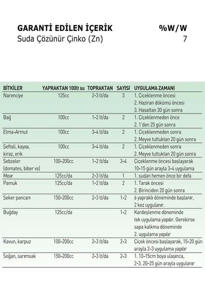 Xtra Zn Çinko Sülfat Sıvı Gübre 1 lt