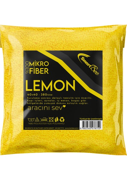 Lemon Mikrofiber Detaylı Temizlik Bezi 40X40 380GSM - Sarı