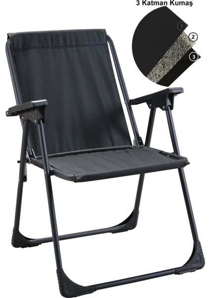Lüks Katlanır Sandalye Metal Ayaklı Siyah