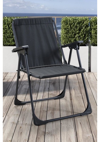 Lüks Katlanır Sandalye Metal Ayaklı Siyah