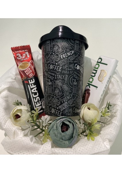 3ü1 Arada & Nestle Damak Çikolata & Kapaklı Plastik Kahve Bardağı