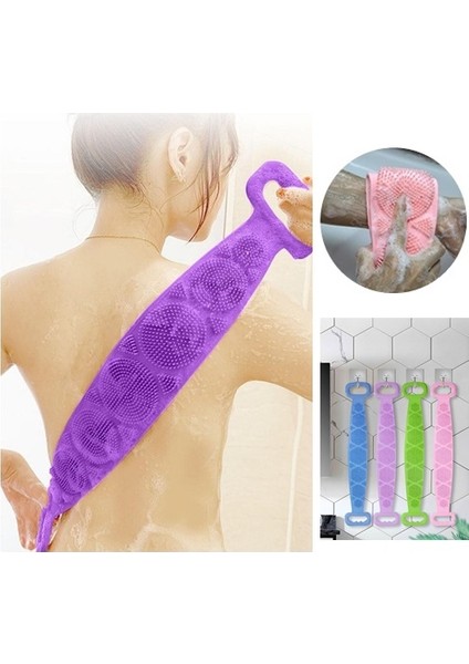 Çift Taraflı Banyo Hamam Lifi Silikon Masajlı Yumuşak Duş Lifi Uzun Ömürlü Hazır Banyo Kesesi