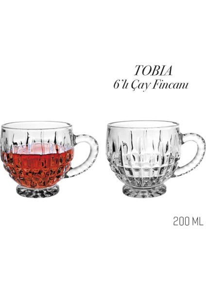 Tobia 6'lı Kulplu Cam Çay Fincanı 12246