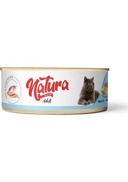 Natura Ton Balığı & Kalamar, Jöle Içinde Pirinçli Kedi Konservesi 70GR