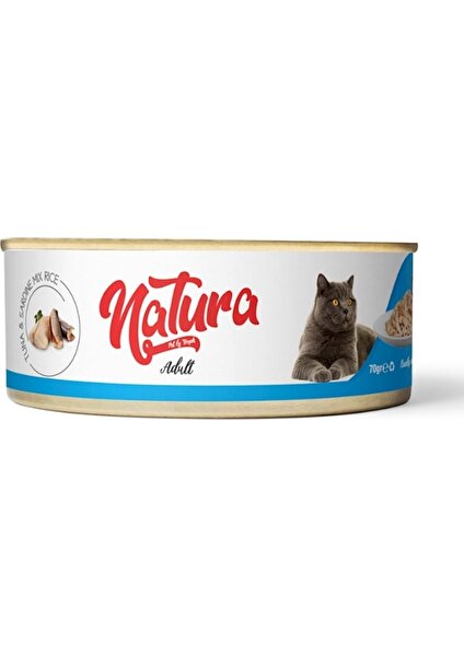 Natura Pet Natura Ton Balığı & Sardalya Et Suyu Pirinçli Kedi Konservesi 70 gr