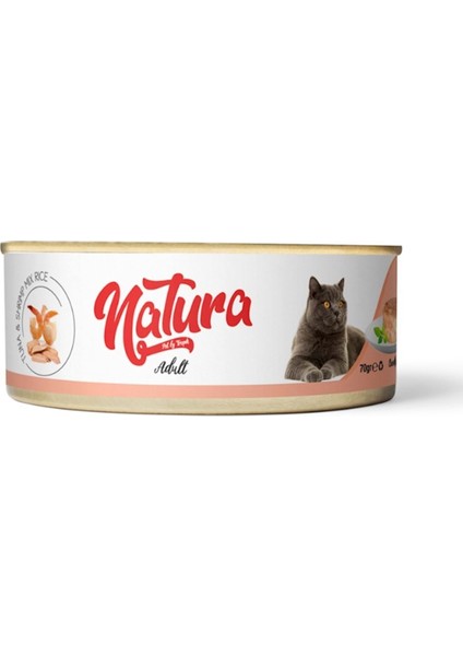 Natura Pet Natura Ton Balığı & Karides, Jöle Içinde Pirinçli Kedi Konservesi 70GR