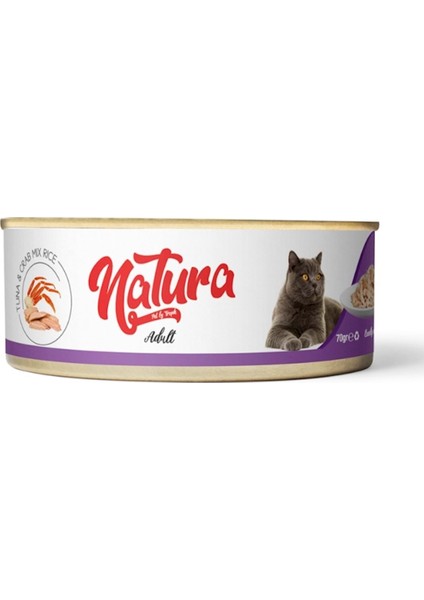 Natura Pet Natura Ton Balığı&yengeç, Et Suyu Içinde Pirinçli Kedi Konservesi 70GR