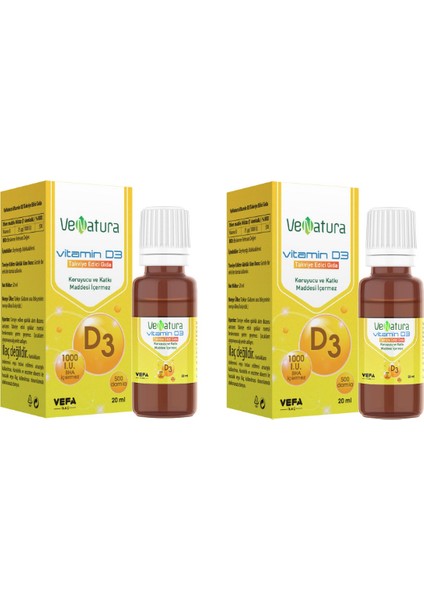 D3 Takviye Edici Gıda 20 ml Damla x 2 Adet