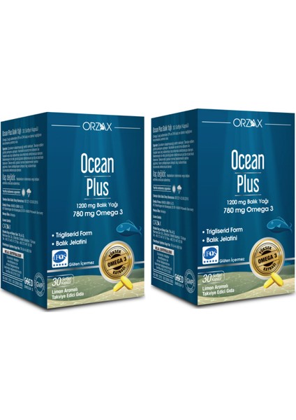 Omega 3 1200 Mg 30 Kapsül - Limon Aromalı Balık Yağı x 2 Adet