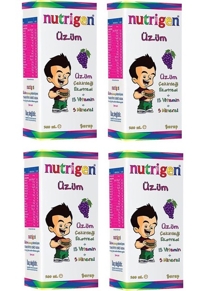 Çocuklar Için Üzüm Çekirdeği Ekstresi Multivitamin Şurup 200 ml x 4 Adet