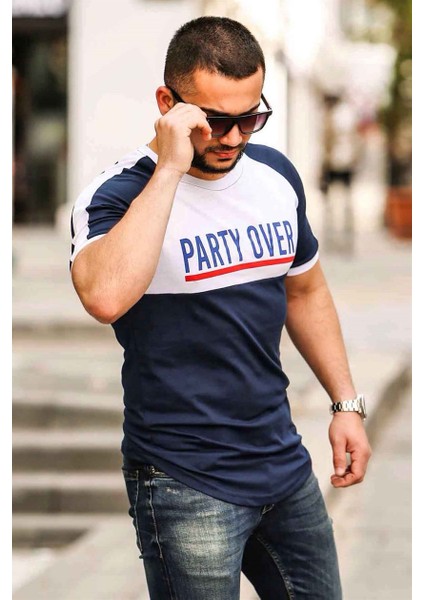 Baskılı Lacivert Tişört 4027