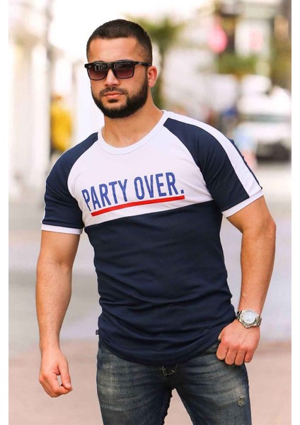 Baskılı Lacivert Tişört 4027