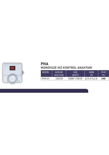 Pha Monofaze Hız Kontrol Anahtarı