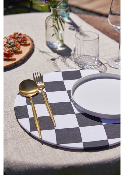 2'li White & Black Duck Keten Supla Amerikan Servis