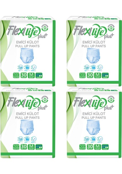 Flexilife Plus Emici Külot Orta Boy Medium Hasta Bezi 30'lu x 4