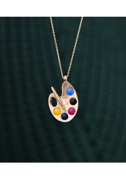 925 Ayar Gümüş Rose Altın Kaplama Palet Kolye fiyatları