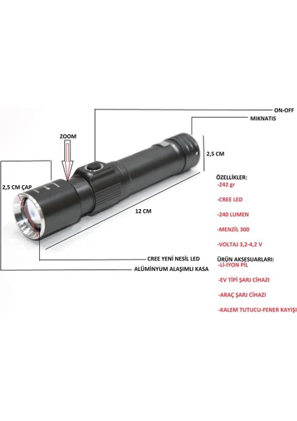 F.b.ı F-90 Aluminyum Kaplama Mıknatıslı El Feneri