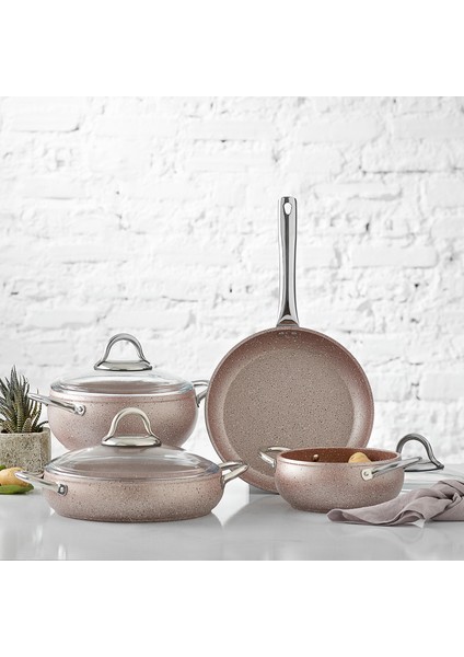 Avanos Rose Bio Granit 7 Parça Tencere Seti