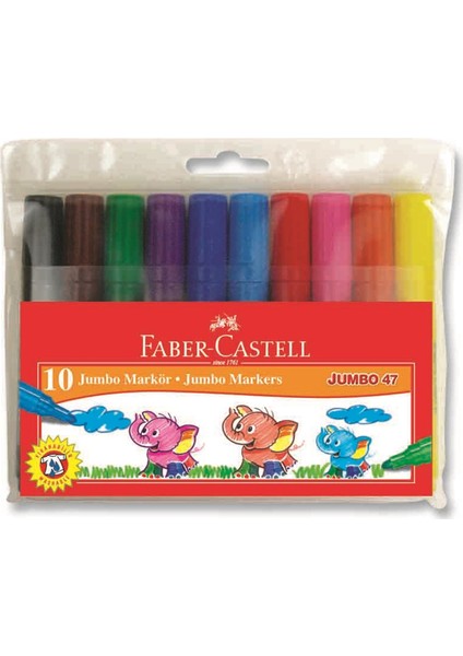 Yıkanabilir Jumbo Keçeli Kalem 10'lu