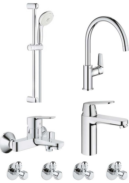 Bauedge 23605000 3'lü Batarya Seti+ El Duşu ve 4 Adet Ara Musluklu